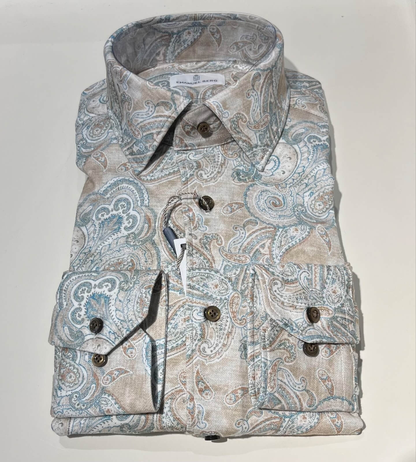 Tan and teal paisley
