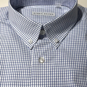 White Oxford Cloth, Button-down Collar, with Blue Check