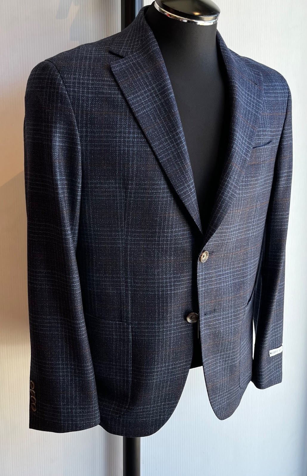 Navy with Blue Check and Brown Windowpane