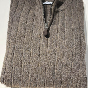 Tan Heather Ribbed, Half-Zip