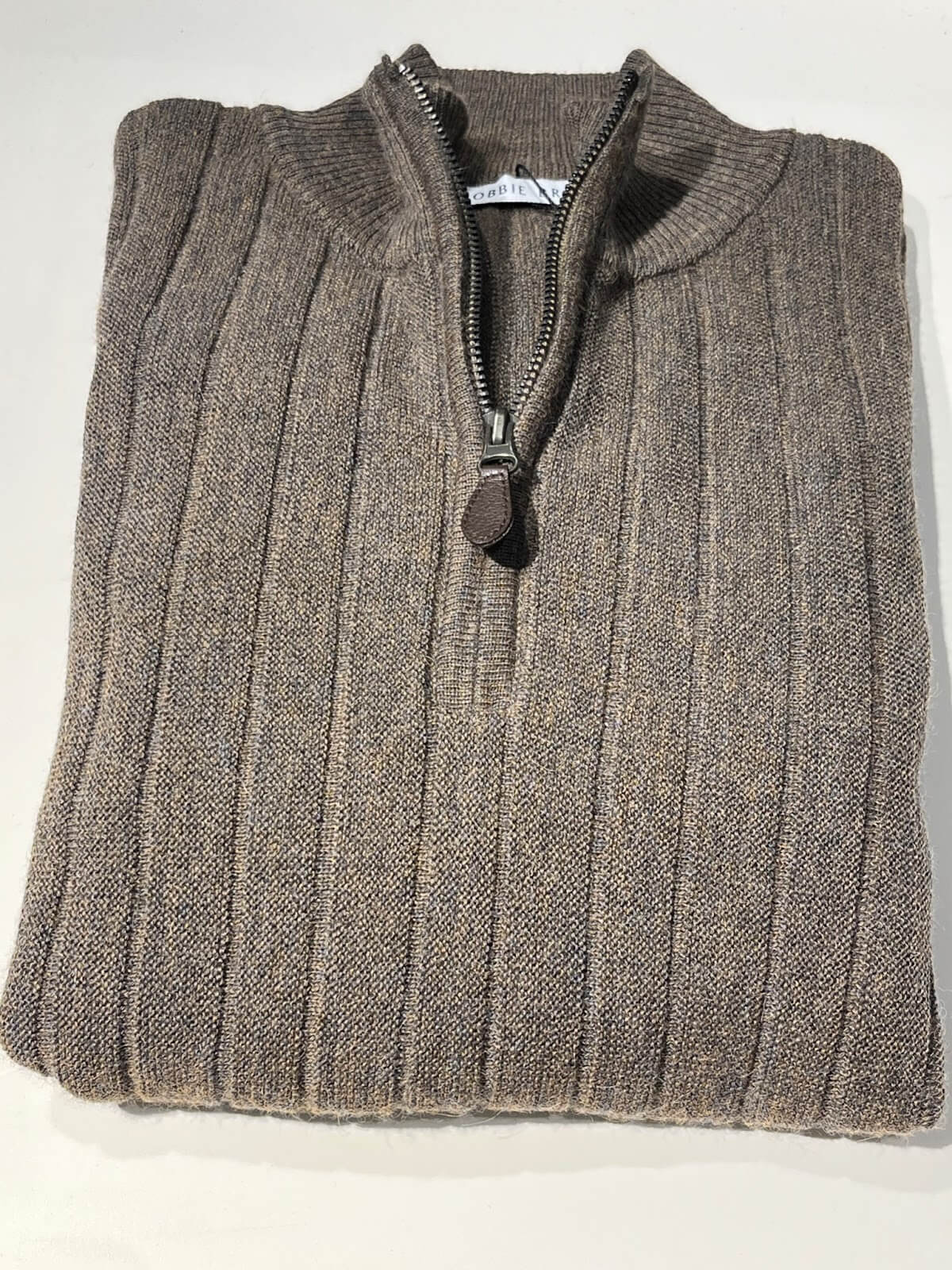 Tan Heather Ribbed, Half-Zip 1 Tan Heather Ribbed, Half-Zip